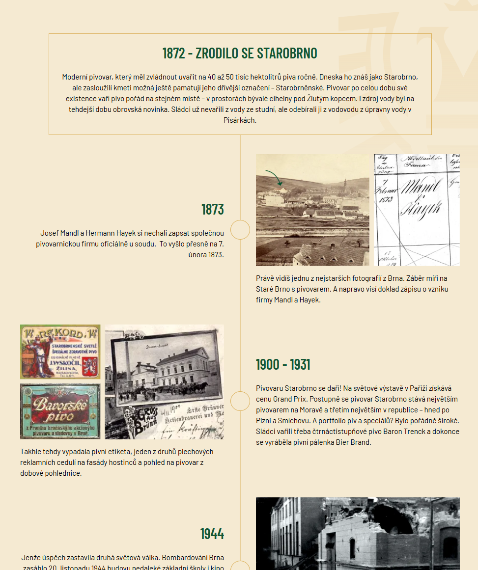 Timeline widget example on the Starobrno project